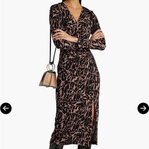Diane Von Furstenberg Black and Brown Midi Dress